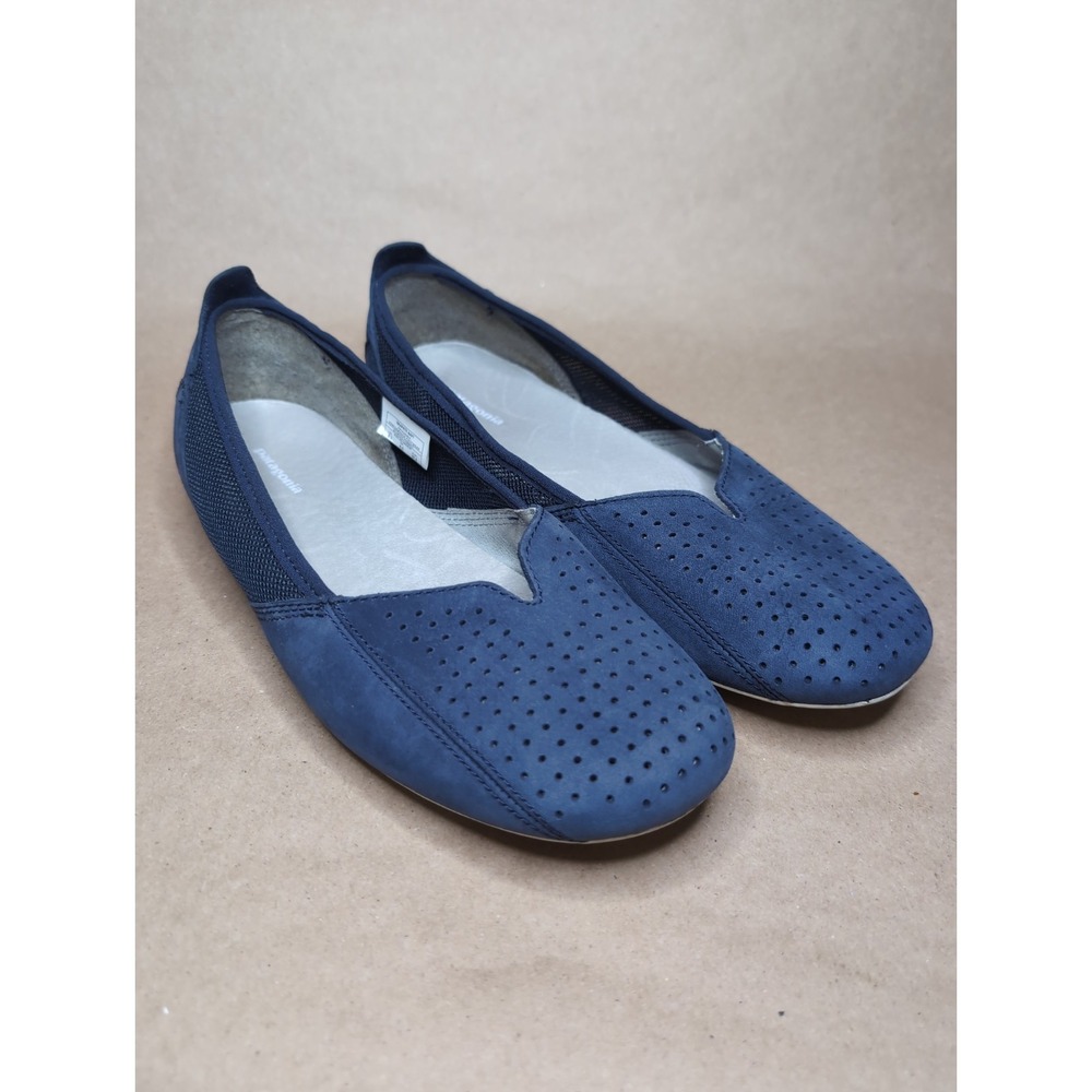 Patagonia Women's 6.5 Maha Ballet Flats Navy Mesh, Perforated Leather Slip on